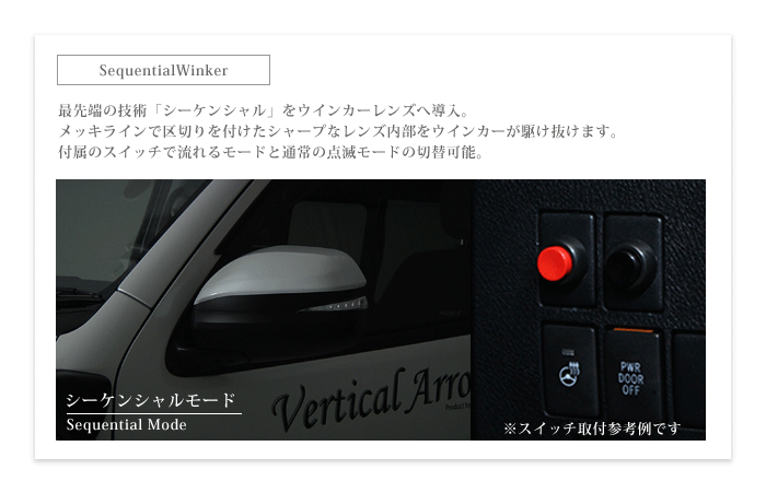ハイエース 200系 流れる ドアミラーウインカー